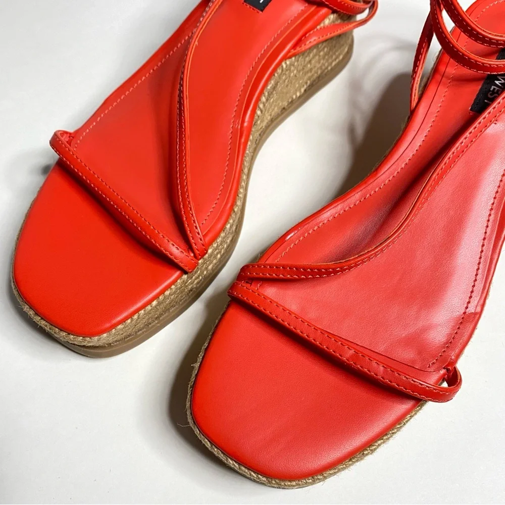 Nine West Red Strappy Wedge Sandals — 8M